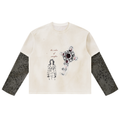 Unisex Vintage Wash Leopard Paneled Layer T-Shirt
