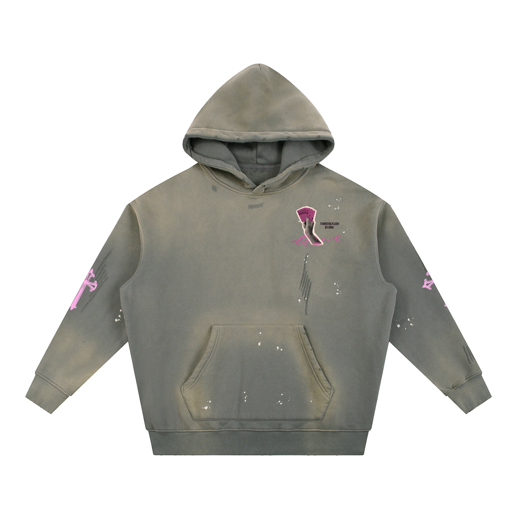 DBW Vintage Washed Frayed Fleece Hoodie