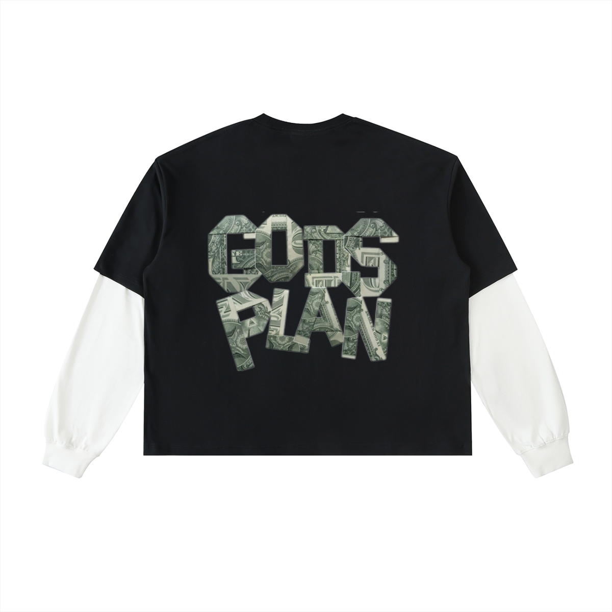 Layered Contrast Sleeve Cotton T-Shirt
