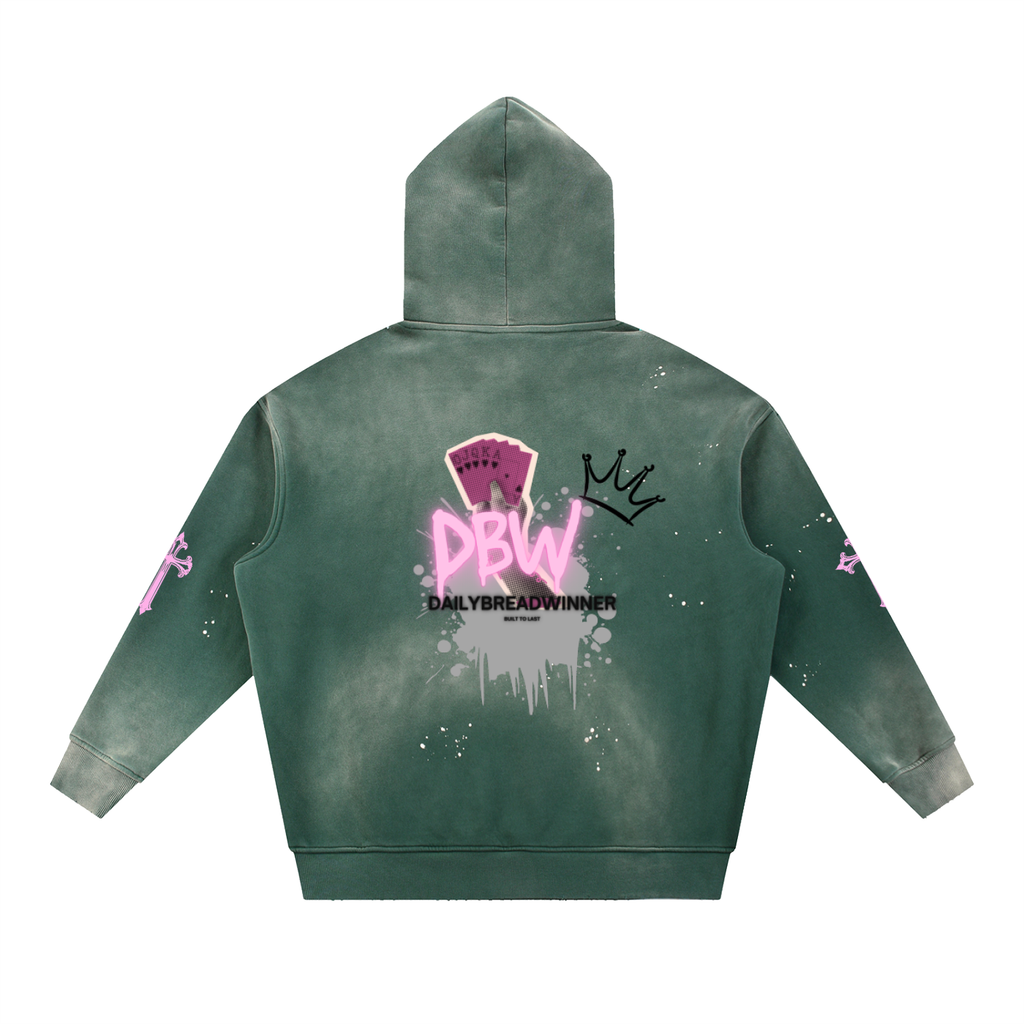 DBW Vintage Washed Frayed Fleece Hoodie