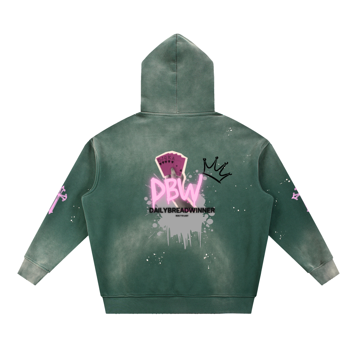 DBW Vintage Washed Frayed Fleece Hoodie