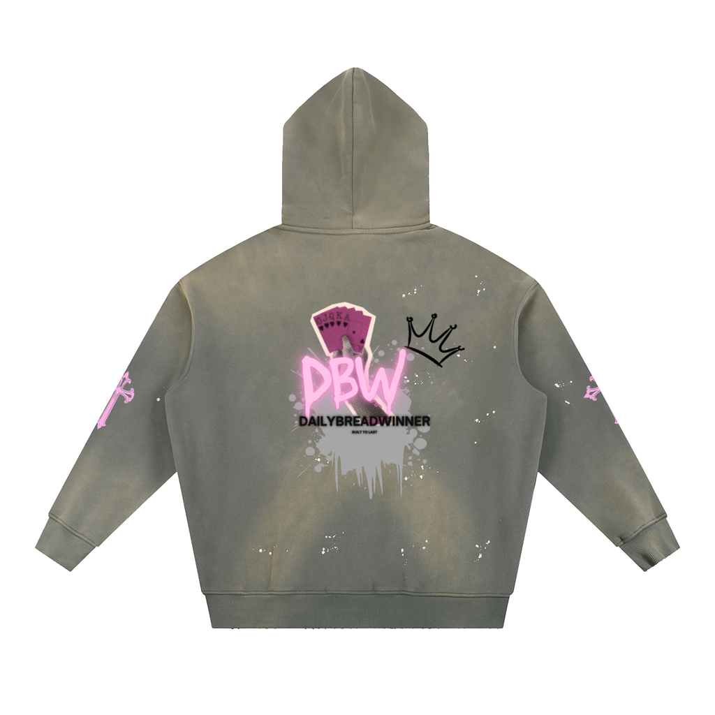 DBW Vintage Washed Frayed Fleece Hoodie