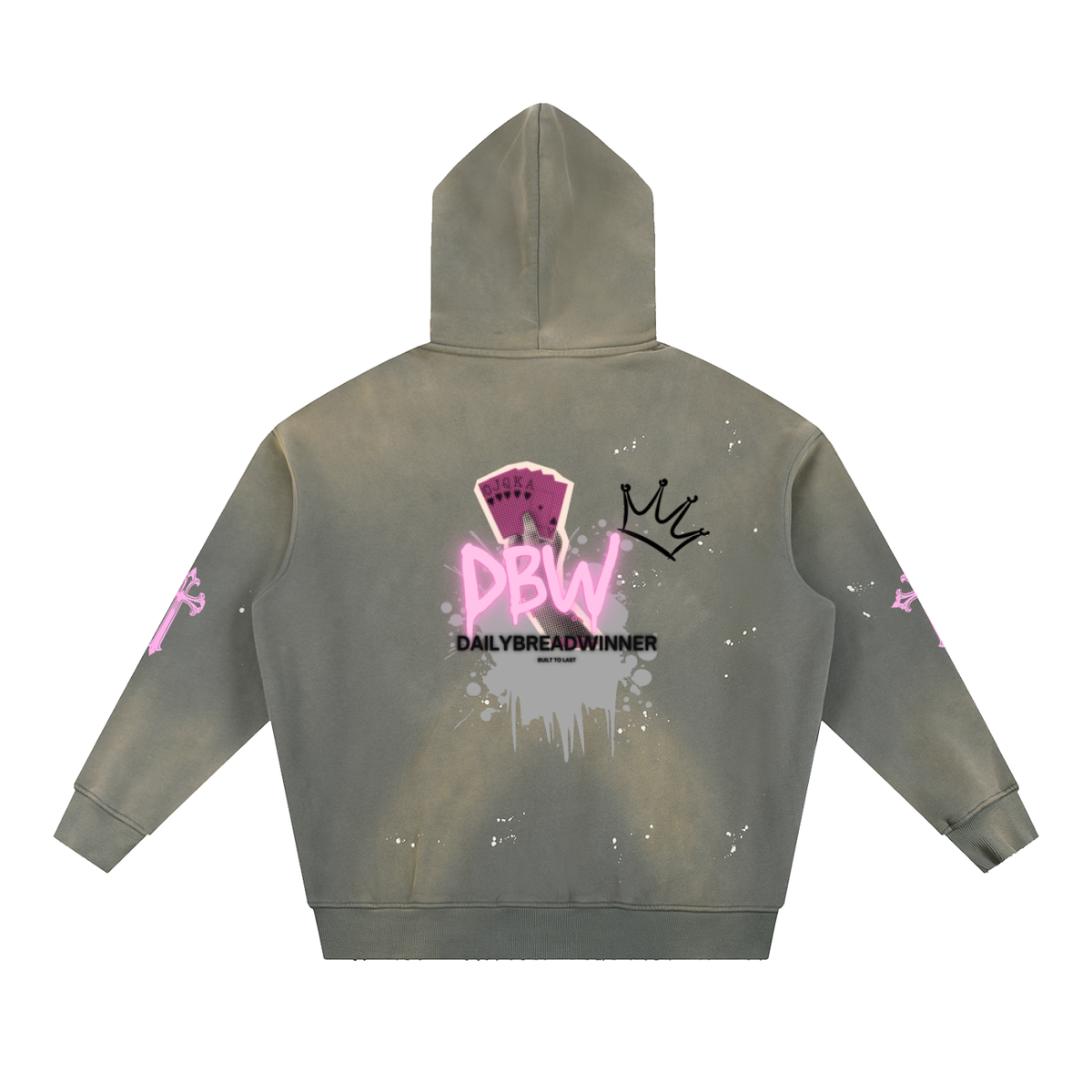 DBW Vintage Washed Frayed Fleece Hoodie
