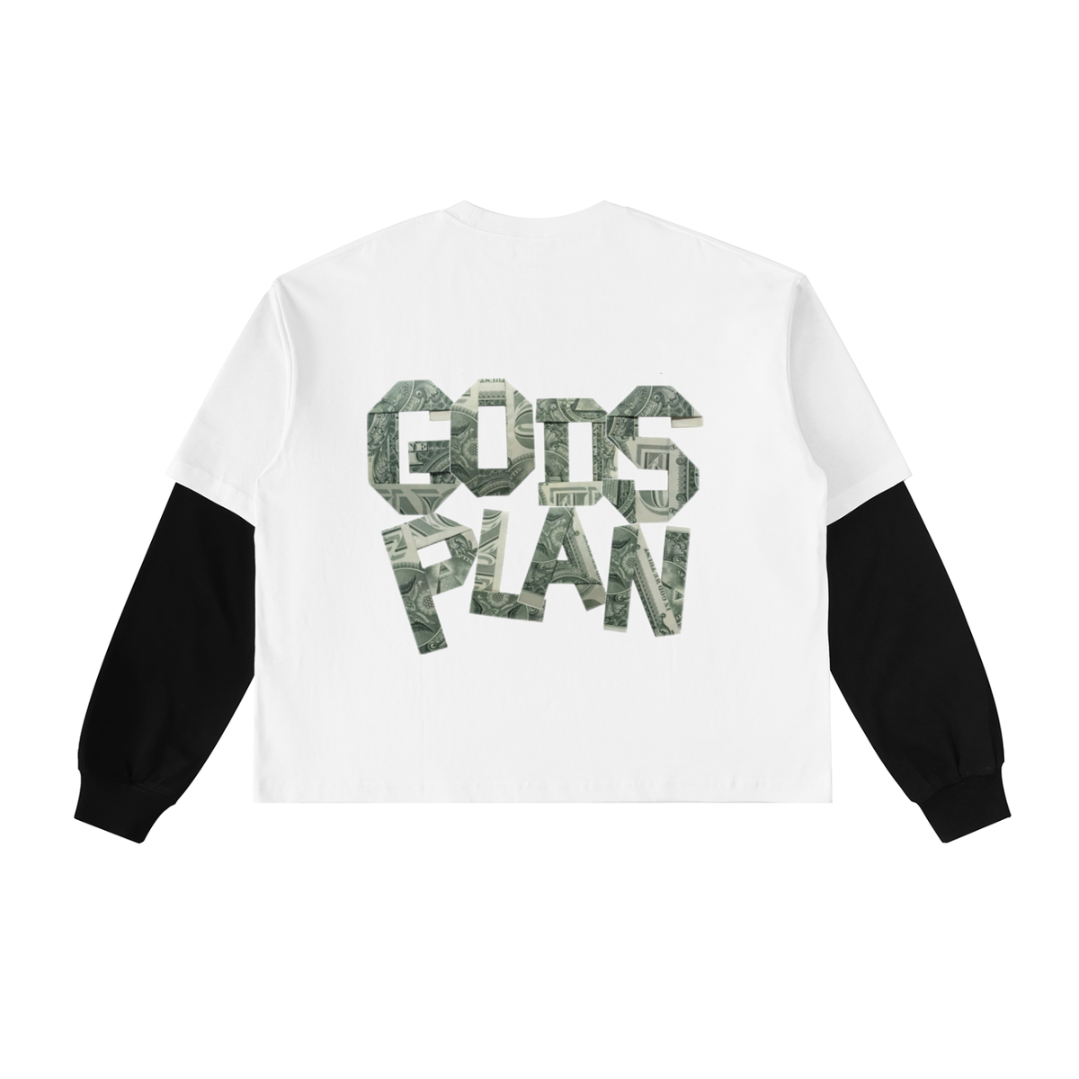 Layered Contrast Sleeve Cotton T-Shirt