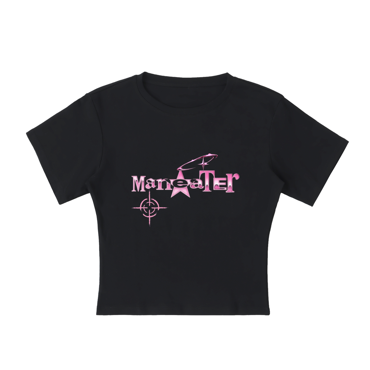 Lightweight Cocoon Shape Short Sleeve Graphic Crop Top