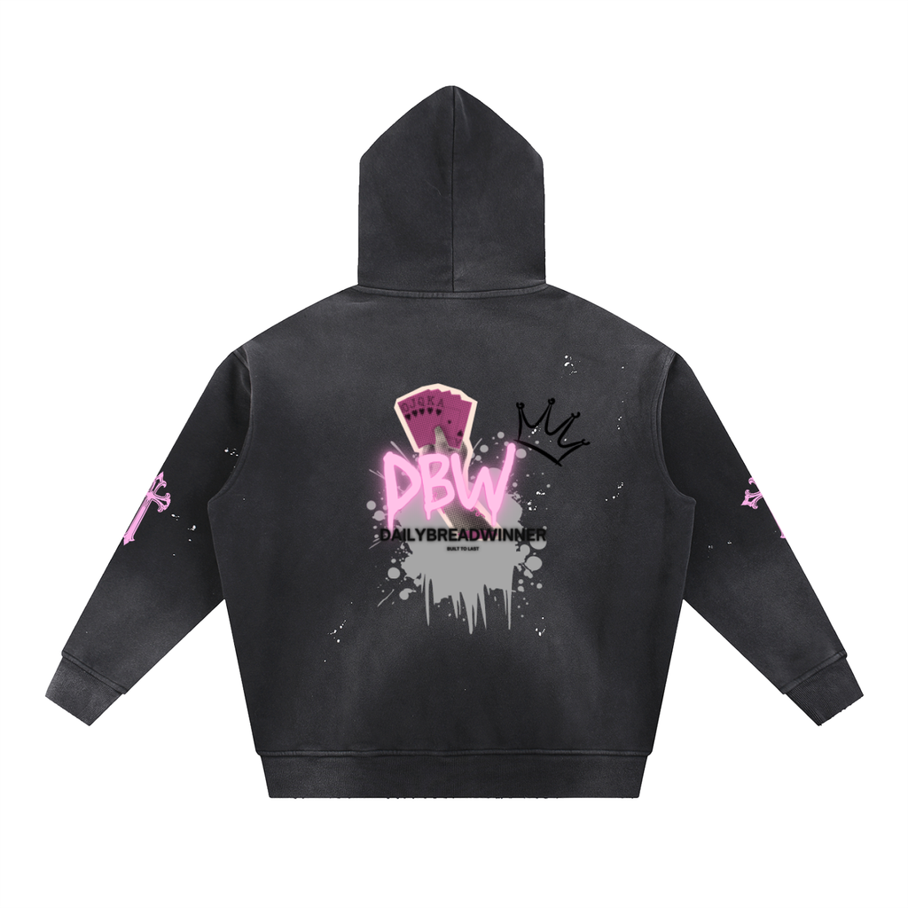 DBW Vintage Washed Frayed Fleece Hoodie