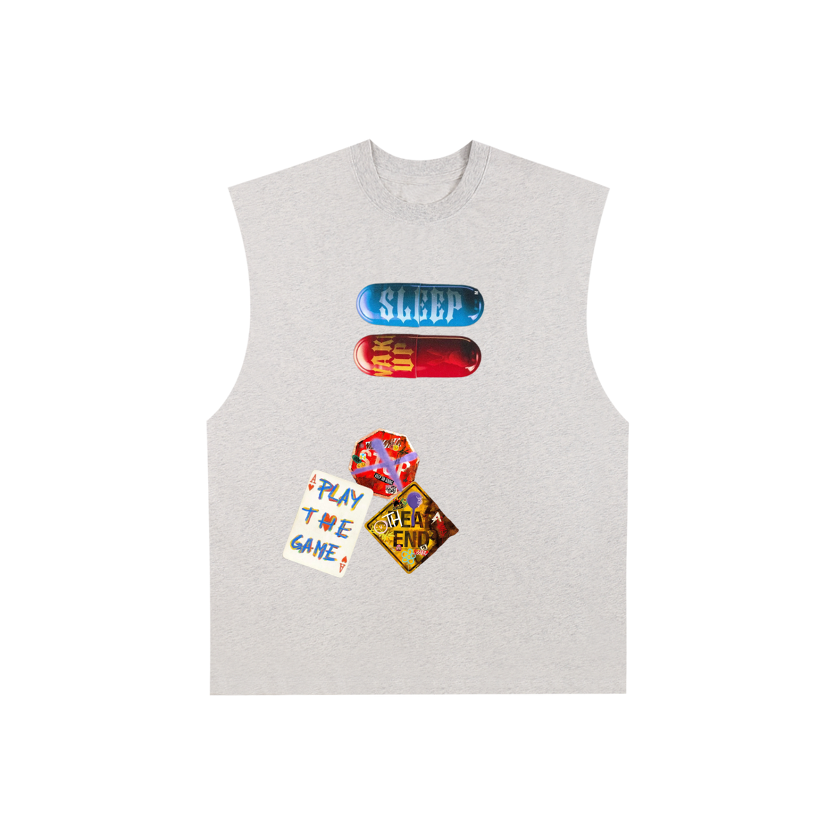 Raw Edge Cotton Tank Top, Sleeveless