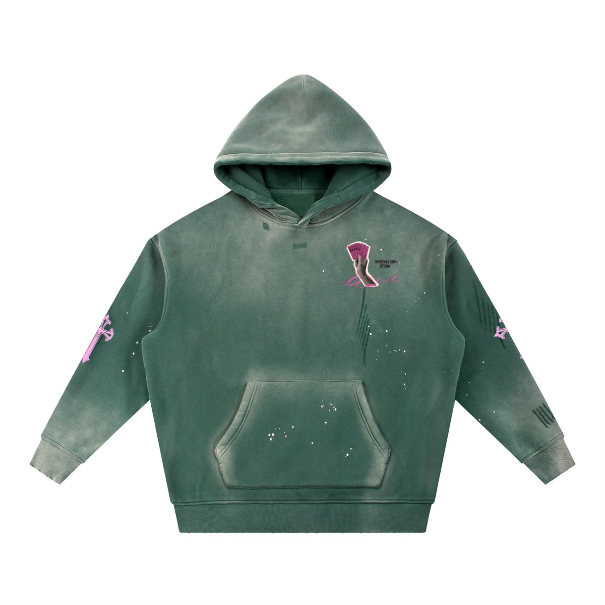DBW Vintage Washed Frayed Fleece Hoodie