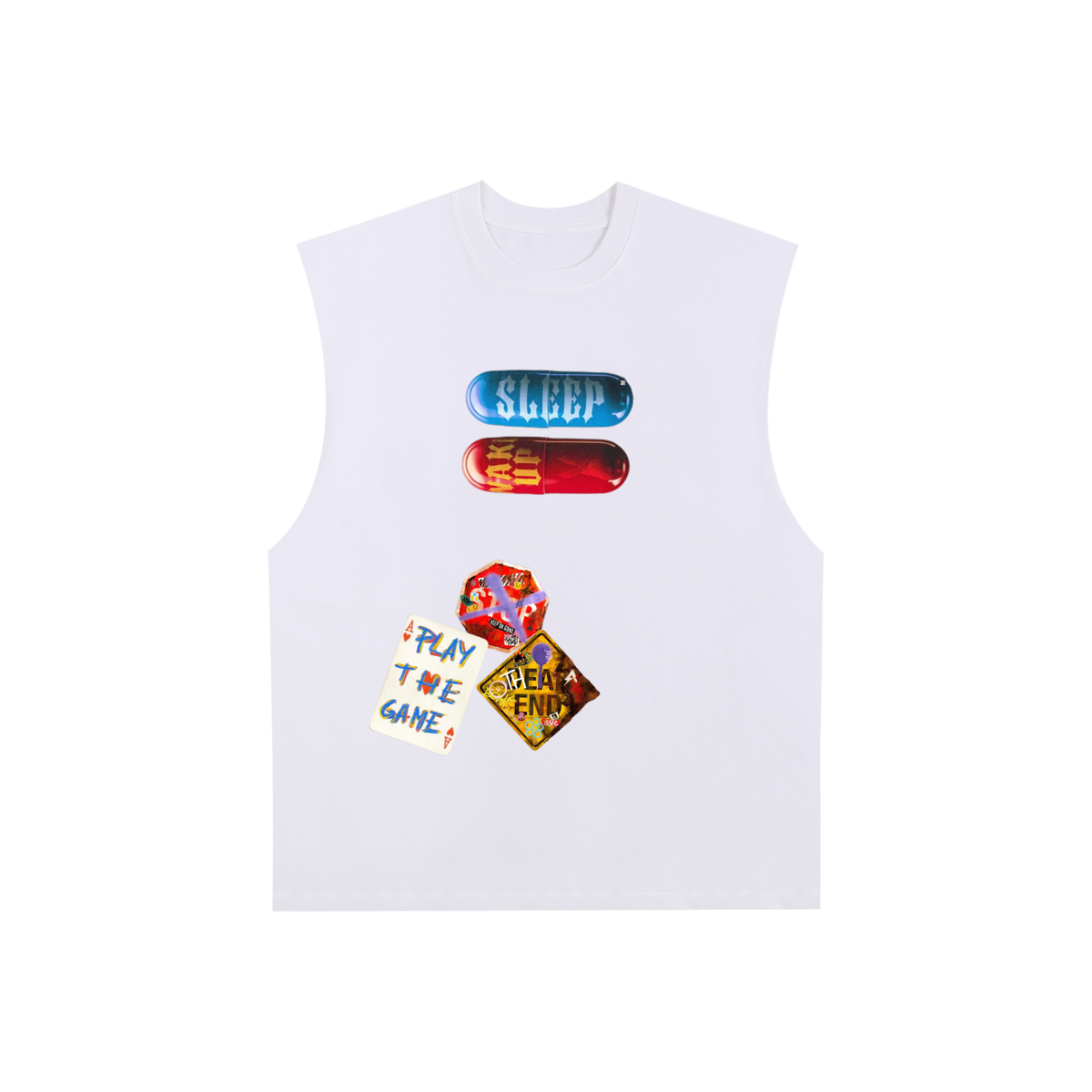 Raw Edge Cotton Tank Top, Sleeveless