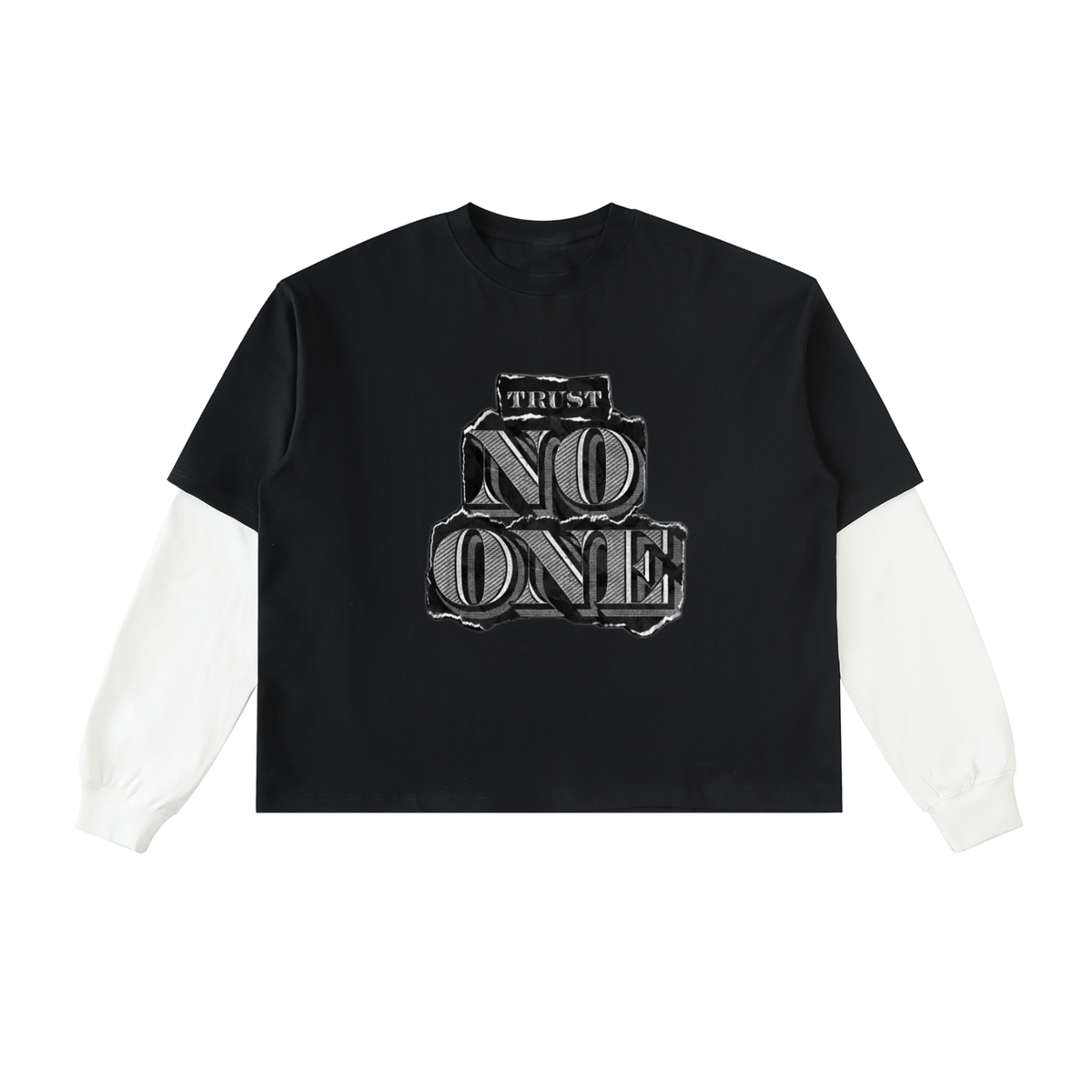 Layered Contrast Sleeve Cotton T-Shirt