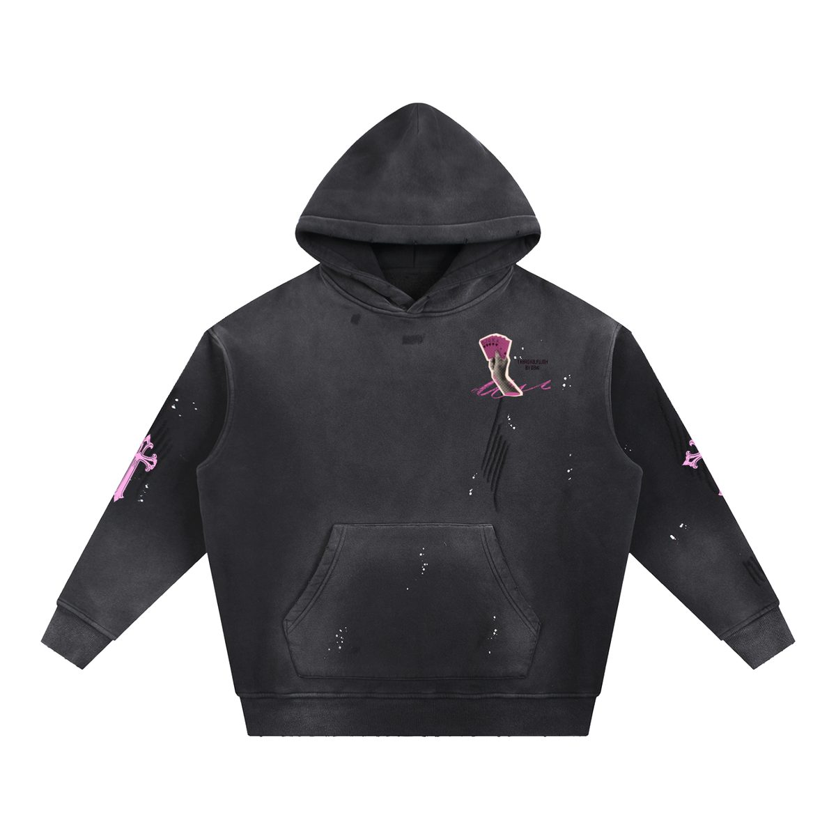 DBW Vintage Washed Frayed Fleece Hoodie