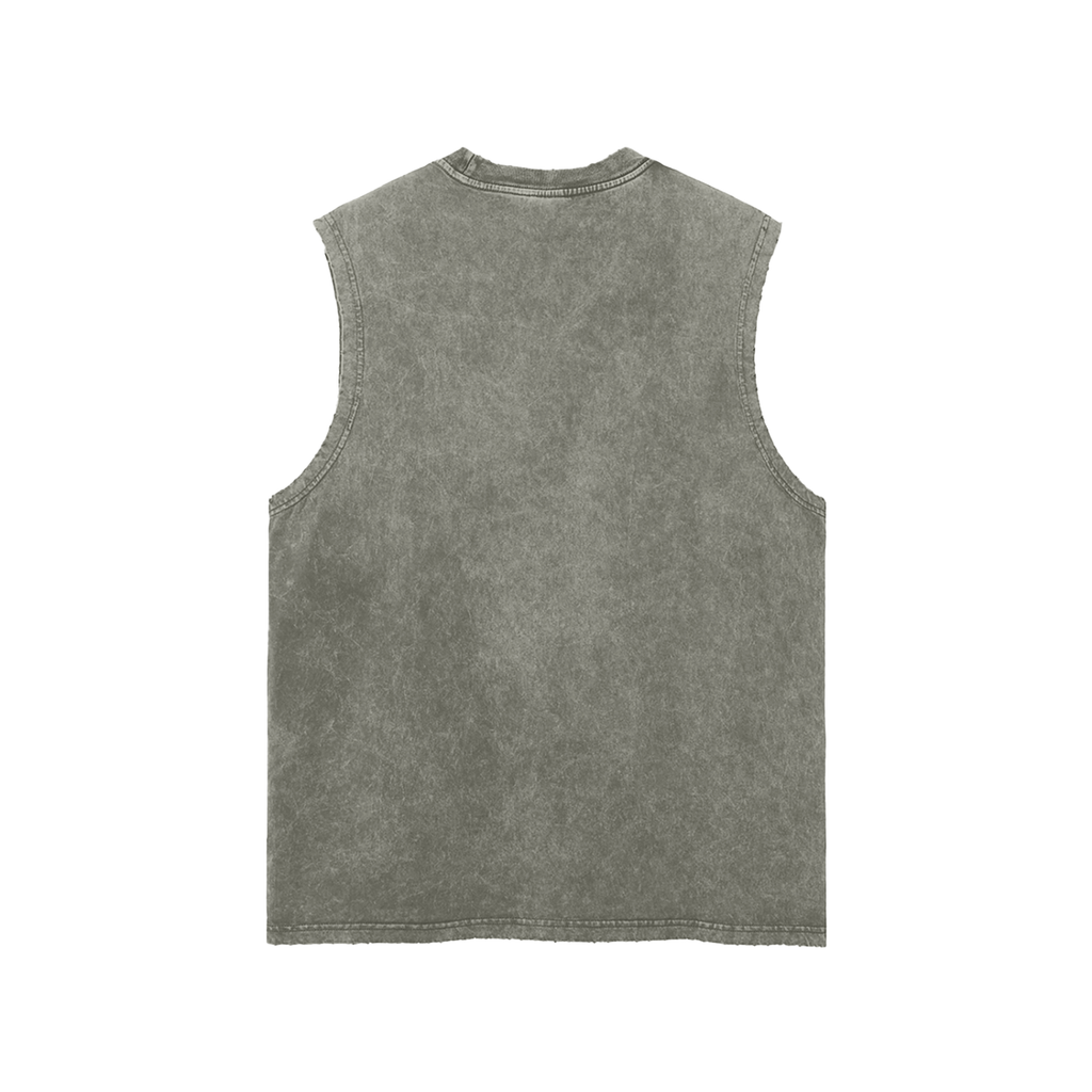 Snow Washed Frayed Hem Tank Top,  Sleeveless Shirt