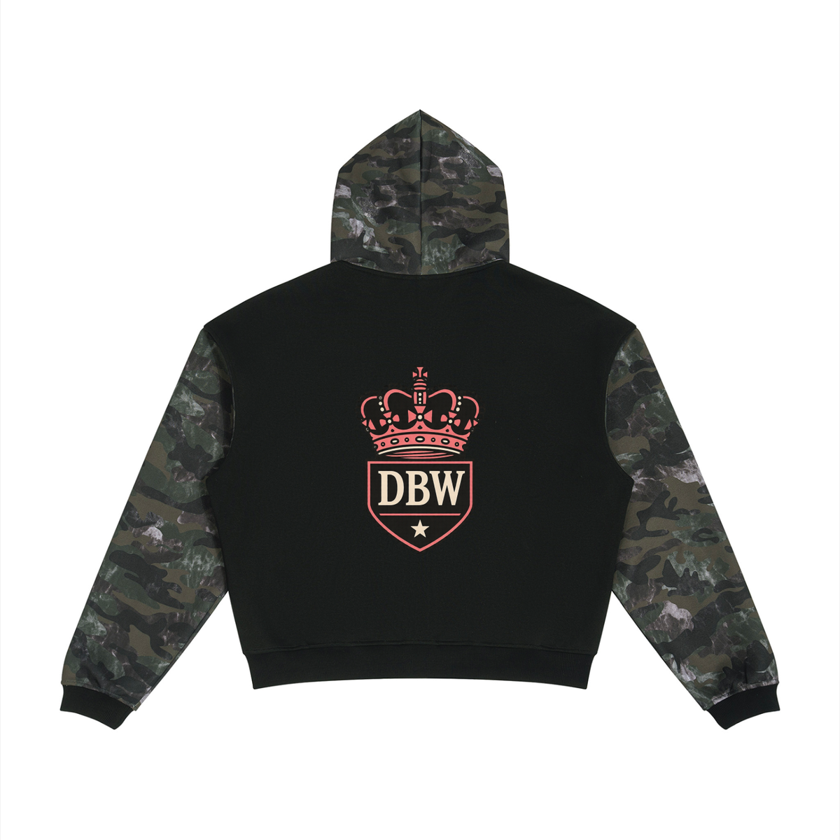 Unisex Colorblock Camo Full Zip Boxy Hoodie